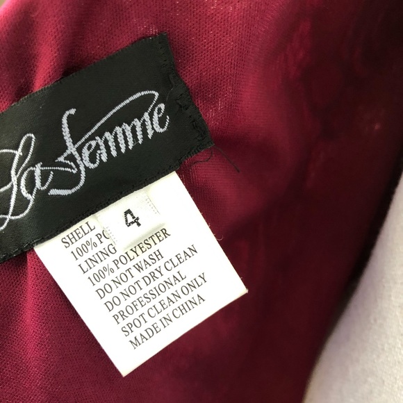 La Femme Column Dress Gown Sequin Burgundy NWOT 4 - Picture 8 of 10